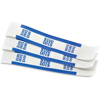 MMF Industries Self-Adhesive Currency Straps, Blue, $100 in Dollar Bills, 1000 Bands/Pack