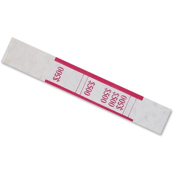 MMF Industries Self-Adhesive Currency Straps, Red, $500 in $5 Bills, 1000 Bands/Pack