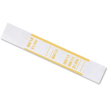 MMF Industries Self-Adhesive Currency Straps, Yellow, $1,000 in $10 Bills, 1000 Bands/Pack