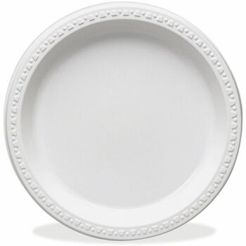 Tablemate Round Dinner Plates, Plastic, 10 1/4&quot;, White, 125 Plates/Pack