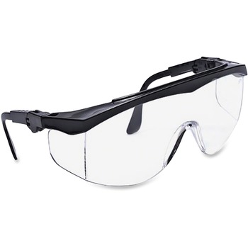 Crews Tomahawk Wraparound Safety Glasses, Black Nylon Frame, Clear Lens, 12/Box