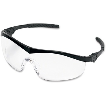 Crews Storm Wraparound Safety Glasses, Black Nylon Frame, Clear Lens, 12/Box