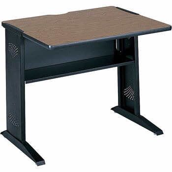 Safco Reversible Top Computer Desk, 35-1/2w x 28d x 30h, Mahogany/Medium Oak/Black