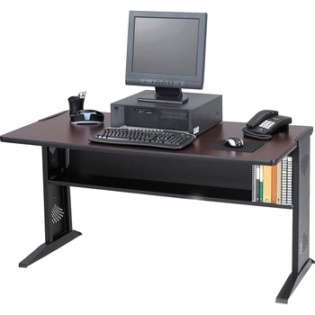 Safco Reversible Top Computer Desk, 47-1/2w x 28d x 30h, Mahogany/Medium Oak/Black