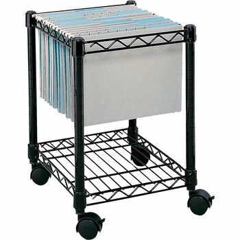 Safco Compact Mobile Wire File Cart, One-Shelf, 15-1/2w x 14d x 19-3/4h, Black
