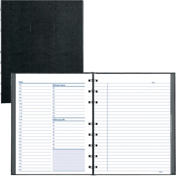 Blueline NotePro Undated Daily Planner, Ruled, 7.25&quot; x 9.25&quot;, White Paper, Black Cover