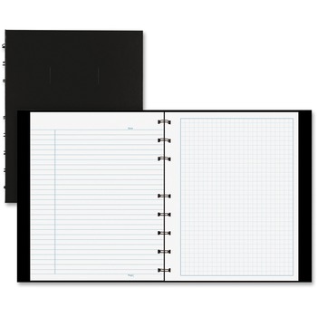 Blueline NotePro Notebook, Quadrille Ruled/Ruled, 9.25&quot; x 7.25&quot;, White Paper, Black Cover, 96 Sheets