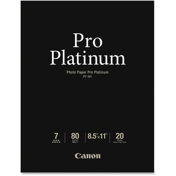 Canon Photo Paper Pro Platinum, High-Gloss, 80 lb, 8.5&quot; x 11&quot;, White, 20 Sheets/Pack