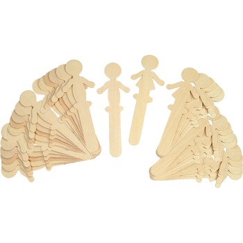 Creativity Street People-Shaped Wood Craft Sticks, 5 3/8&quot;, Wood, Natural, 36/Pack