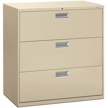 HON 600 Series Three-Drawer Lateral File, 42w x 19-1/4d, Putty