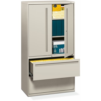 HON 700 Series Lateral File w/Storage Cabinet, 36w x 19-1/4d, Light Gray