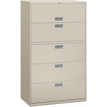 HON 600 Series Five-Drawer Lateral File, 42w x 19-1/4d, Light Gray