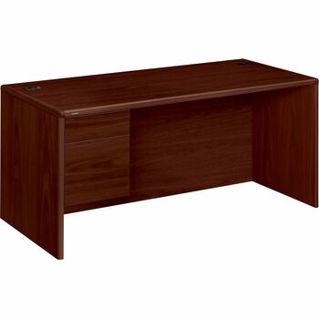 HON 10700 Series &quot;L&quot; 3/4 Left Pedestal, 66w x 30d x 29 1/2h, Mahogany