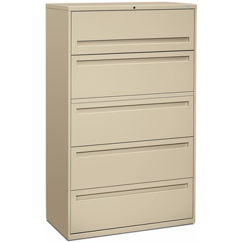 HON 700 Series Five-Drawer Lateral File w/Roll-Out, 42w, Putty