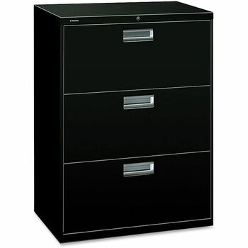 HON 600 Series Three-Drawer Lateral File, 30w x 19-1/4d, Black