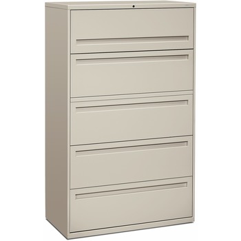 HON 700 Series Five-Drwr Lateral File w/Roll-Out &amp; Posting Shelves, 42w, Light Gray