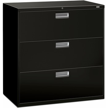 HON 600 Series Three-Drawer Lateral File, 42w x 19-1/4d, Black