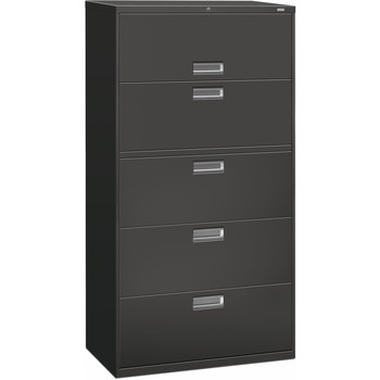 HON 600 Series Five-Drawer Lateral File, 36w x 19-1/4d, Charcoal