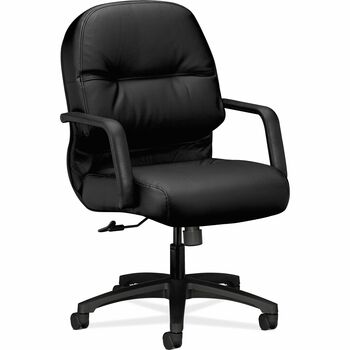 HON 2090 Pillow-Soft Series Managerial Leather Mid-Back Swivel/Tilt Chair, Black