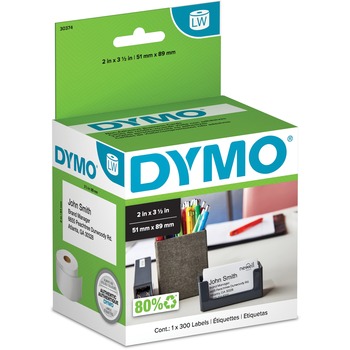 DYMO LabelWriter Business/Appointment Cards, 2&quot; x 3.5&quot;, White, 300 Labels/Roll