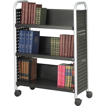 Safco&#174; Scoot Book Cart, Three-Shelf, 33w x 14-1/4d x 44-1/4h, Black