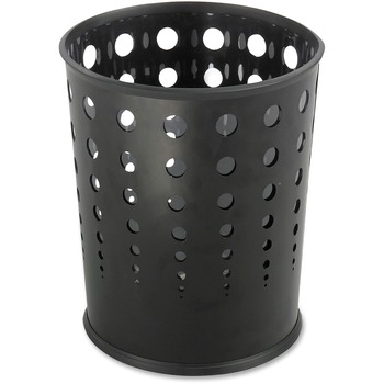 Safco Bubble Wastebasket, Round, Steel, 6gal, Black