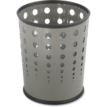 Safco Bubble Wastebasket, Round, Steel, 6gal, Gray