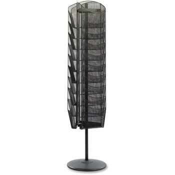 Safco Onyx Mesh Rotating Magazine Display, 30 Compartments, 16-1/2w x 66h, Black