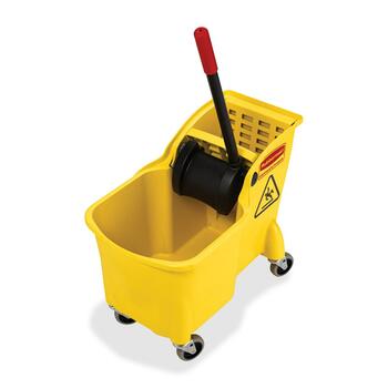 Rubbermaid Commercial Tandem 31qt Bucket/Wringer Combo, Yellow