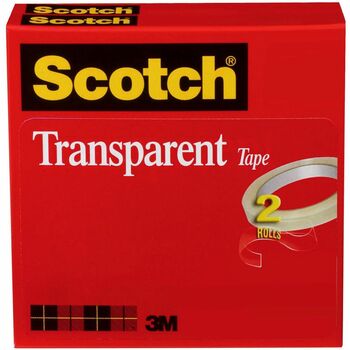 Scotch Transparent Tape 600 2P12 72, 1/2&quot; x 2592&quot;, 3&quot; Core, Transparent, 2/Pack