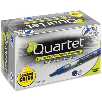 Quartet EnduraGlide Dry Erase Marker, Chisel Tip, Blue, Dozen
