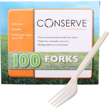Baumgartens Forks, Cornstarch, White, 100 Forks/Box
