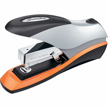 Swingline Optima Desktop Staplers, Half Strip, 70-Sheet Capacity, Silver/Black/Orange