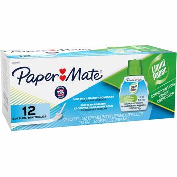 Paper Mate&#174; Liquid Paper&#174; Fast Dry Correction Fluid, 22 ml Bottle, White, 1/Dozen