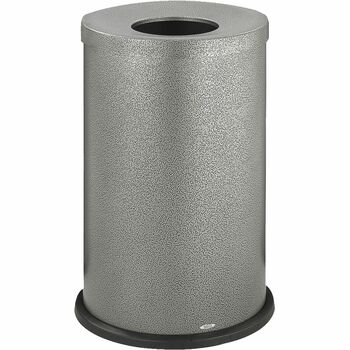 Safco Open-Top Waste Receptacle, Round, Steel, 35gal, Black Speckle