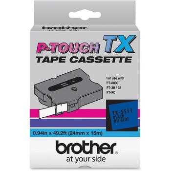 Brother P-Touch TX Tape Cartridge for PT-8000, PT-PC, PT-30/35, 1w, Black on Blue