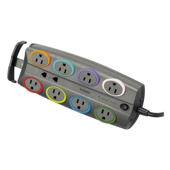 Kensington SmartSockets Color-Coded Surge Protector, 8 Outlets, 8 ft Cord, 3090 Joules