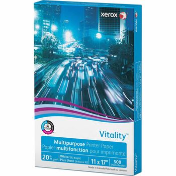 Xerox Vitality Multi-Purpose Printer Paper, 92 Brightness, 20 lb, 11&quot; x 17&quot;, White, 500 Sheets/Ream