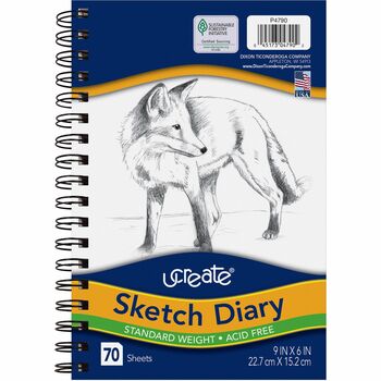 Pacon Art1st Sketch Diary, Plain, 9&quot; x 6&quot;, White Paper, Blue Cover, 70 Sheets