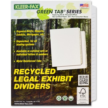 Legal Tabs 80000 Series Blank Side Tab Divider Set, 25-Tab, Letter, White, Unpunched