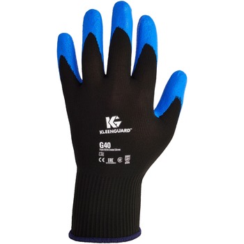 KleenGuard G40 Foam Nitrile Coated Gloves, Abrasion Resistant, Size 7, Small, Black/Blue, 12 Pairs/Pack