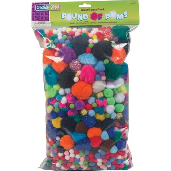 Creativity Street Pound of Poms Giant Bonus Pack, Assorted Colors, 1 lb/Pack