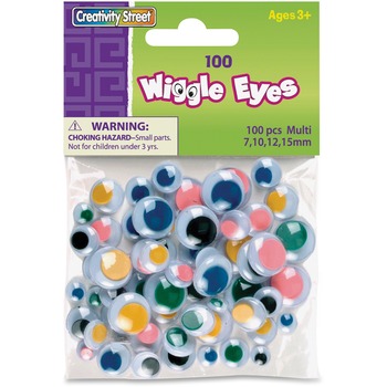 Creativity Street Wiggle Eyes Assortment, Assorted Sizes, Assorted Colors, 100/Pack