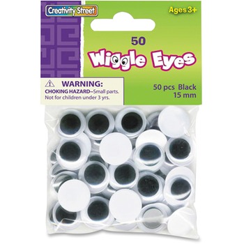 Creativity Street Round Black Wiggle Eyes, 15mm, Black, 50/Pack