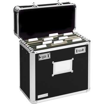 Vaultz Locking File Tote Storage Box, Letter, 13-3/4 x 7-1/4 x 12-1/4, Black