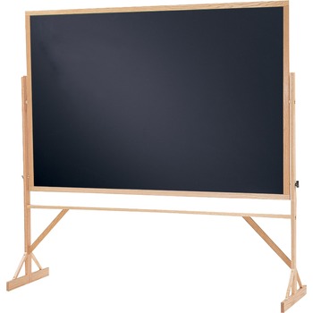 Quartet Reversible Chalkboard, 72 x 48, Black Surface, Oak Frame