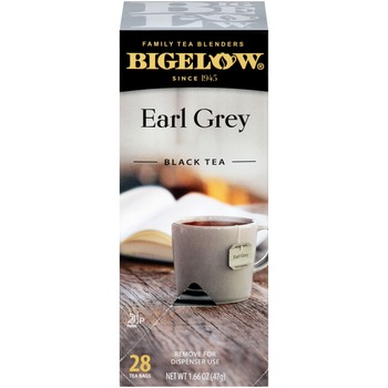 Bigelow Earl Grey, Black Tea, Full-Caffeine, Tea Bags, 28/Box