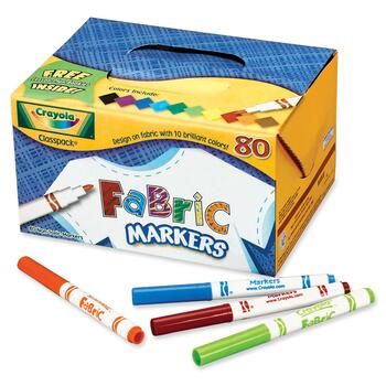 Crayola Fabric Marker Classpack, 10 Colors, Fine Line, 80/ST