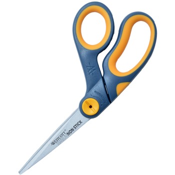 Westcott Non-Stick Titanium Bonded Glide Scissors, 8 in, Bent, Orange/Gray