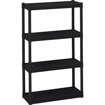 Iceberg Rough N Ready Four-Shelf Open Storage System, Resin, 32w x 13d x 54h, Black